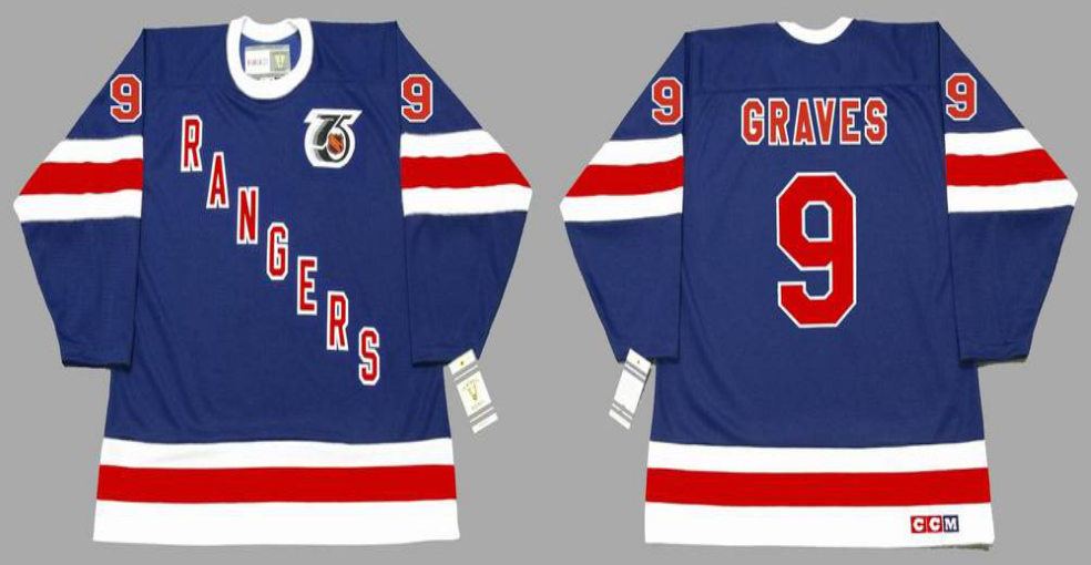 2019 Men New York Rangers 9 Graves blue style #2 CCM NHL jerseys->new york rangers->NHL Jersey
